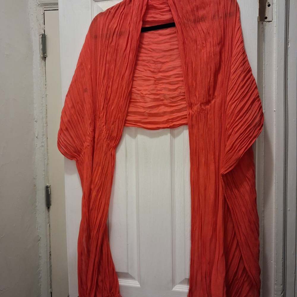 Vibrant Tangerine Crinkle Wrap Scarf